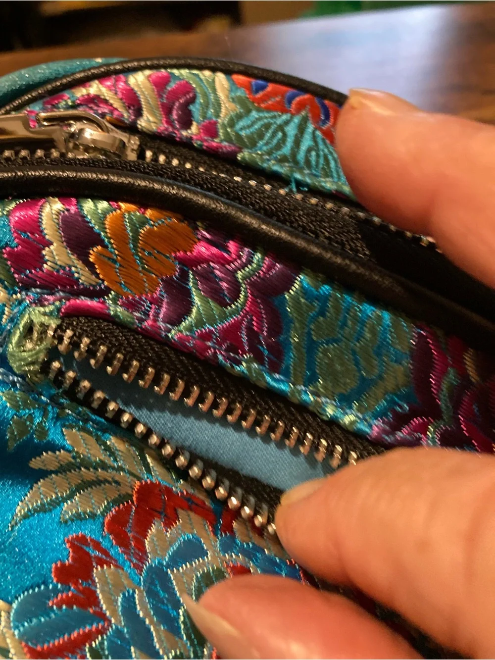 Blue Chinese style embroidered floral mini backpack